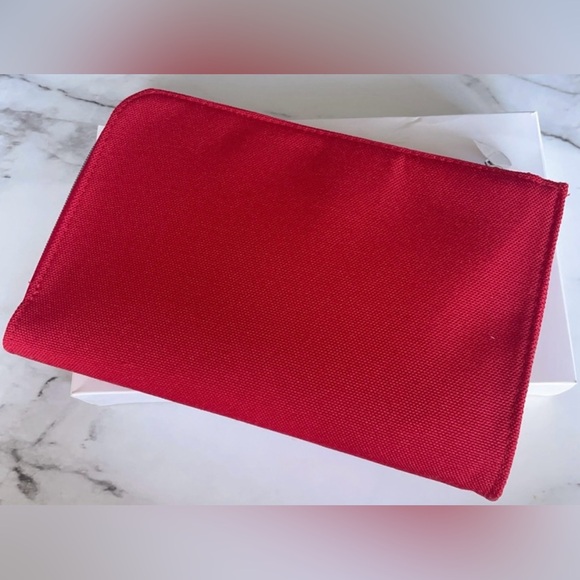 DIOR Red Canvas Zipper Cosmetic Pouch - Picture 3 of 8